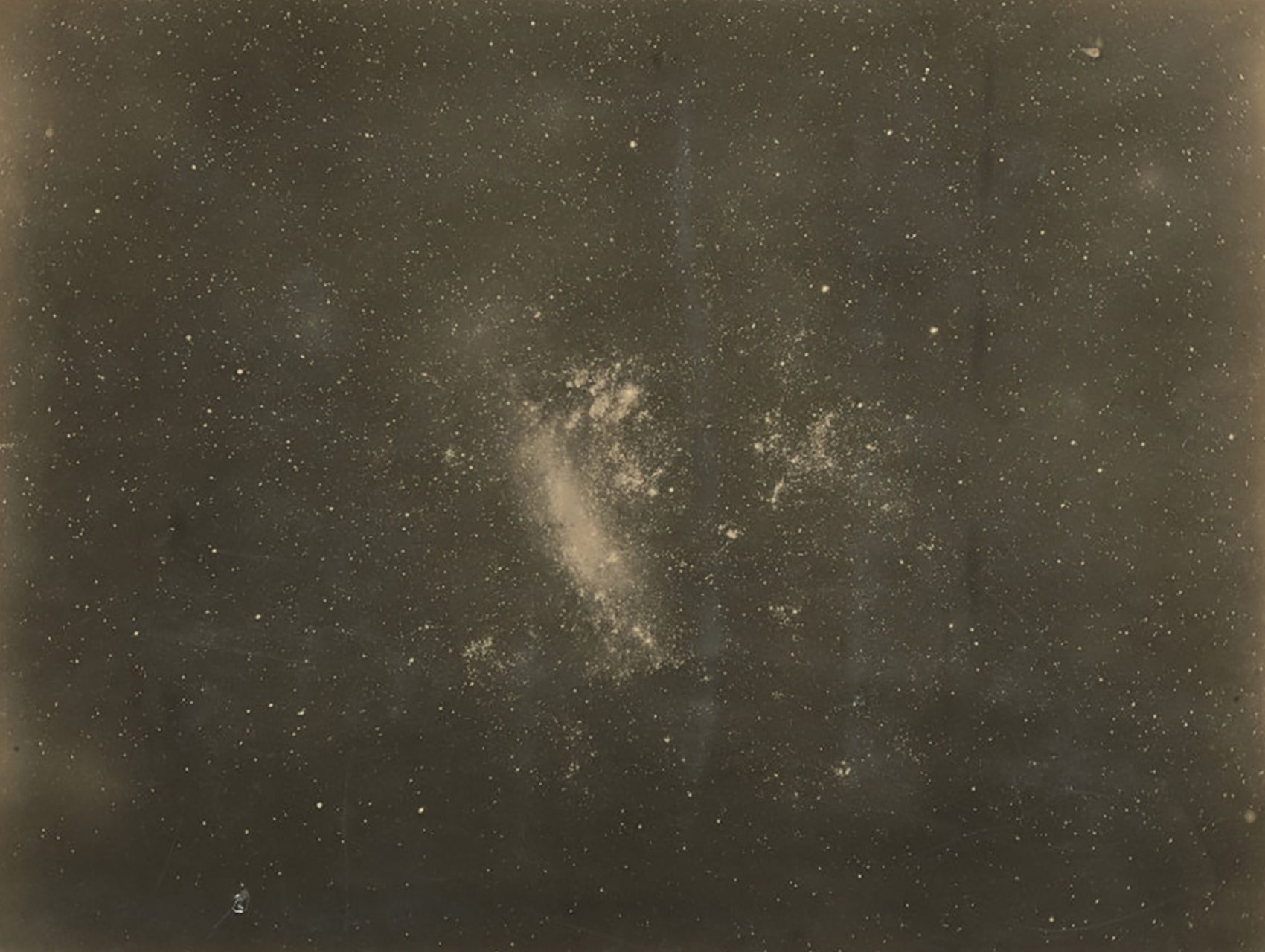 Black and white photograph of the Greater Magellan Cloud
