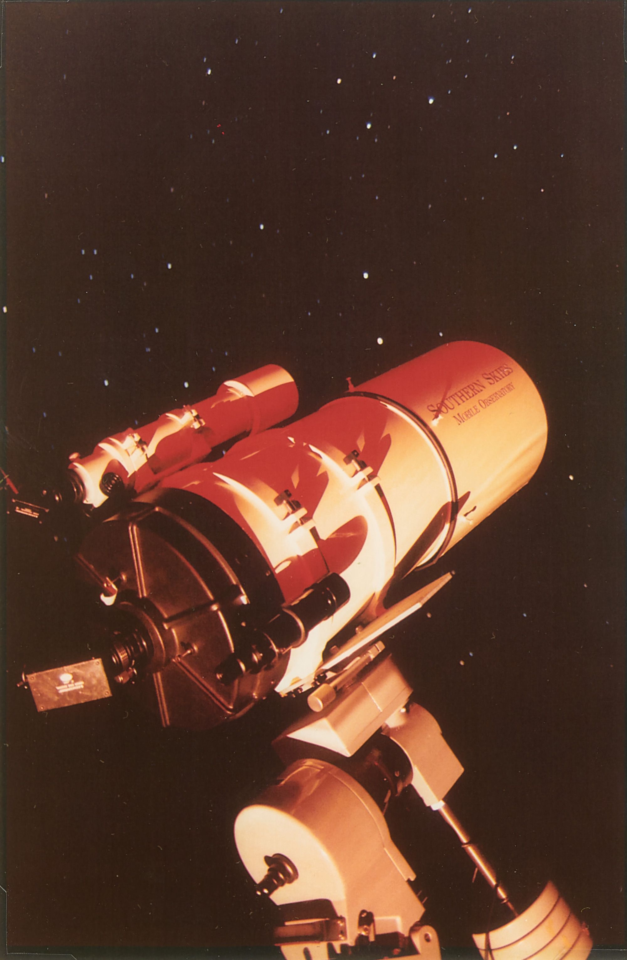 Astrograph of the Southern Cross with the Celestron - 14” telescope in the foreground