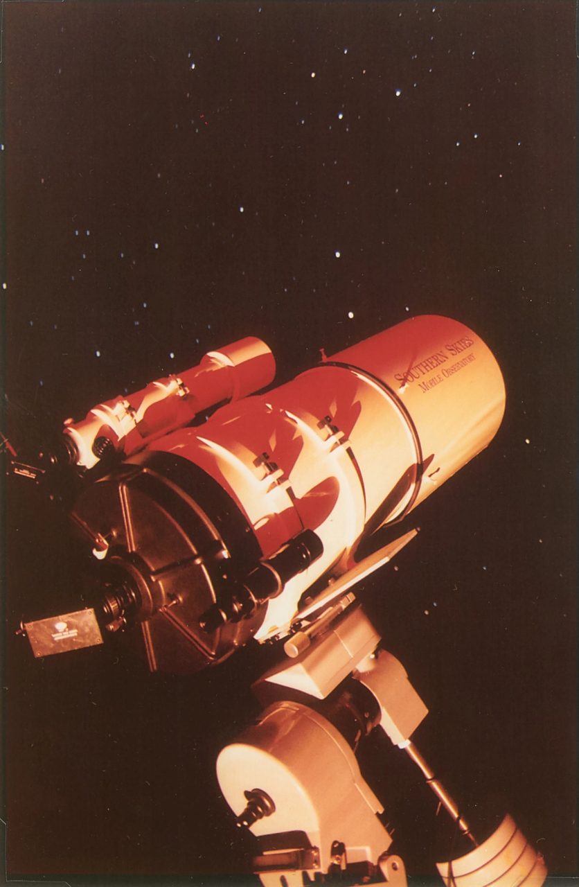 Astrograph of the Southern Cross with the Celestron - 14” telescope in the foreground