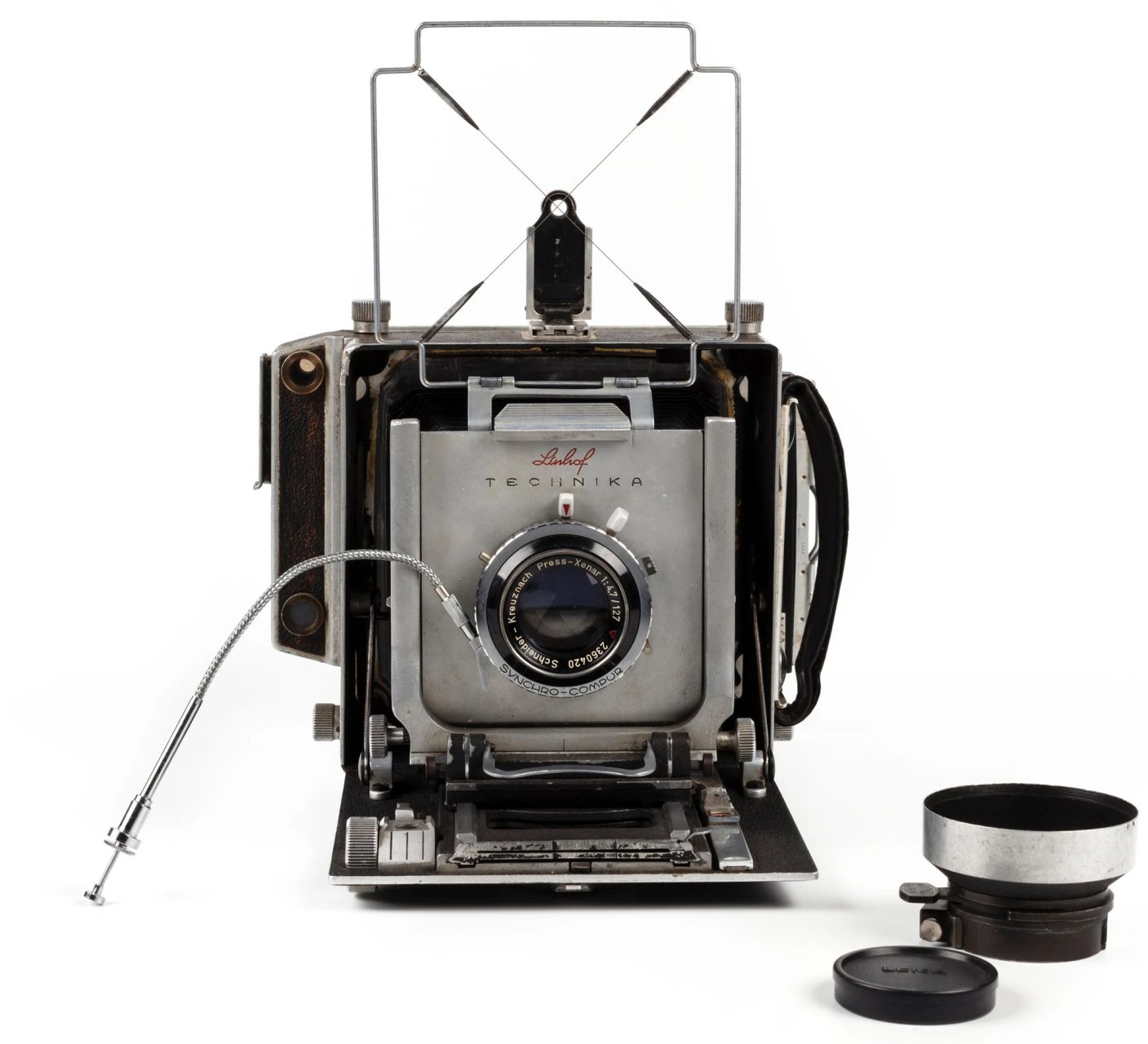 Metal and plastic Linhof Technika camera.