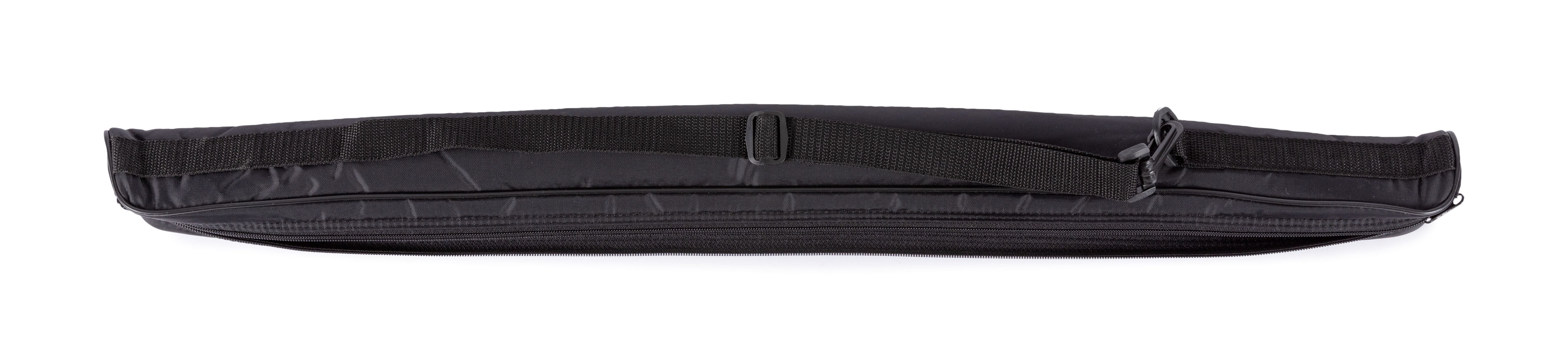 Black padded zip-up vinyl carrying case with adjustable carry strap.