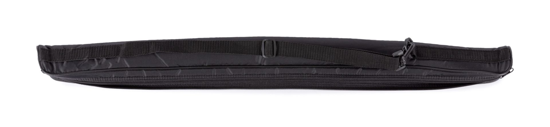 Black padded zip-up vinyl carrying case with adjustable carry strap.