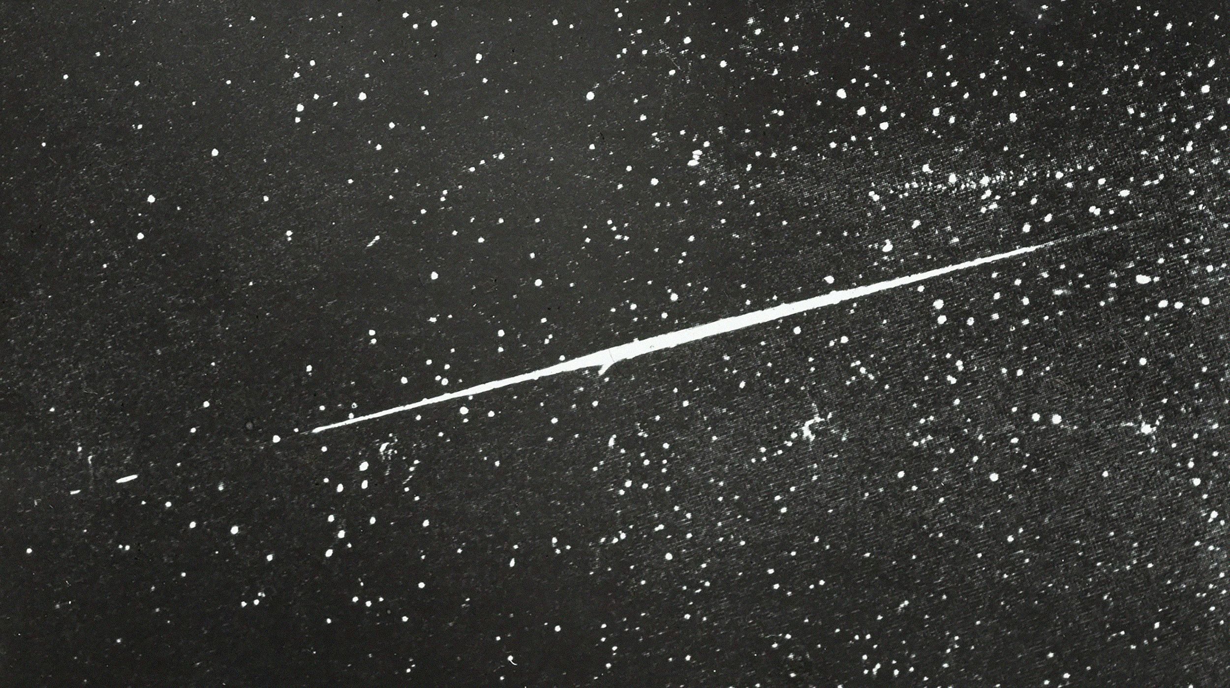Lantern slide of a meteor flight.