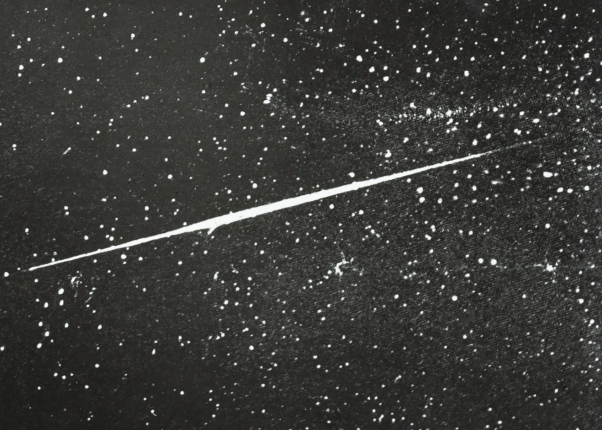 Lantern slide of a meteor flight.