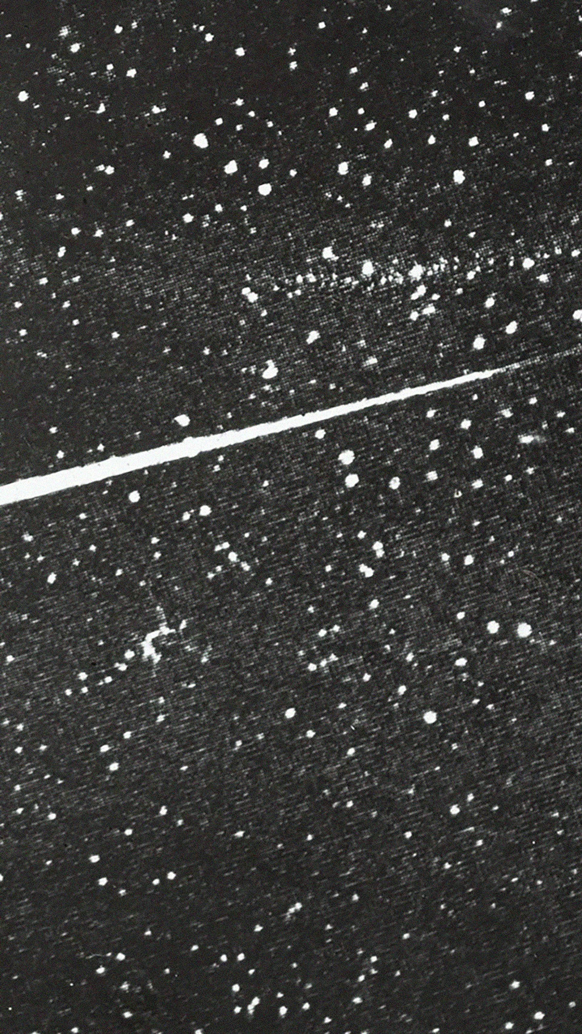 Lantern slide of a meteor flight.