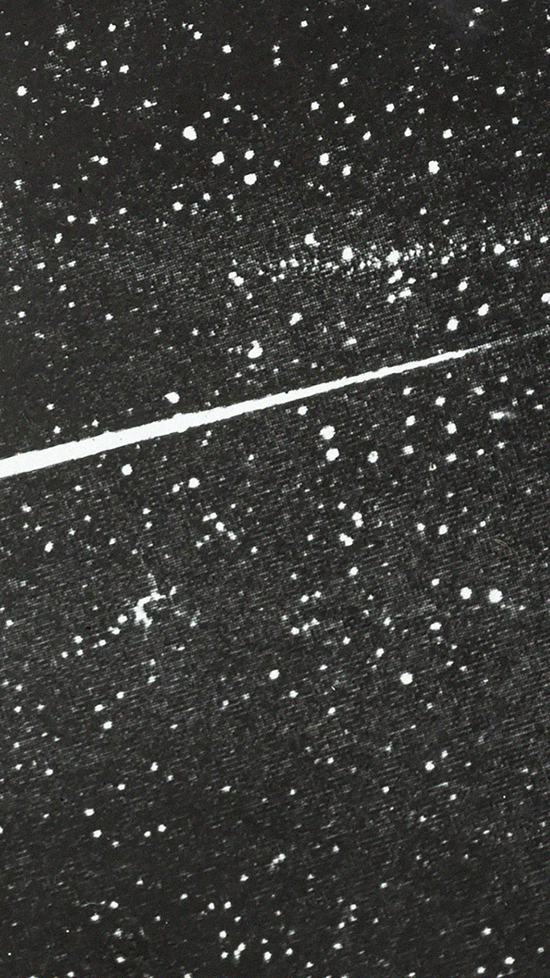 Lantern slide of a meteor flight.