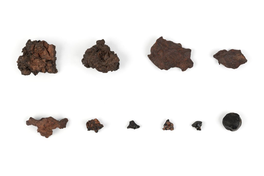 Eleven meteorite fragments