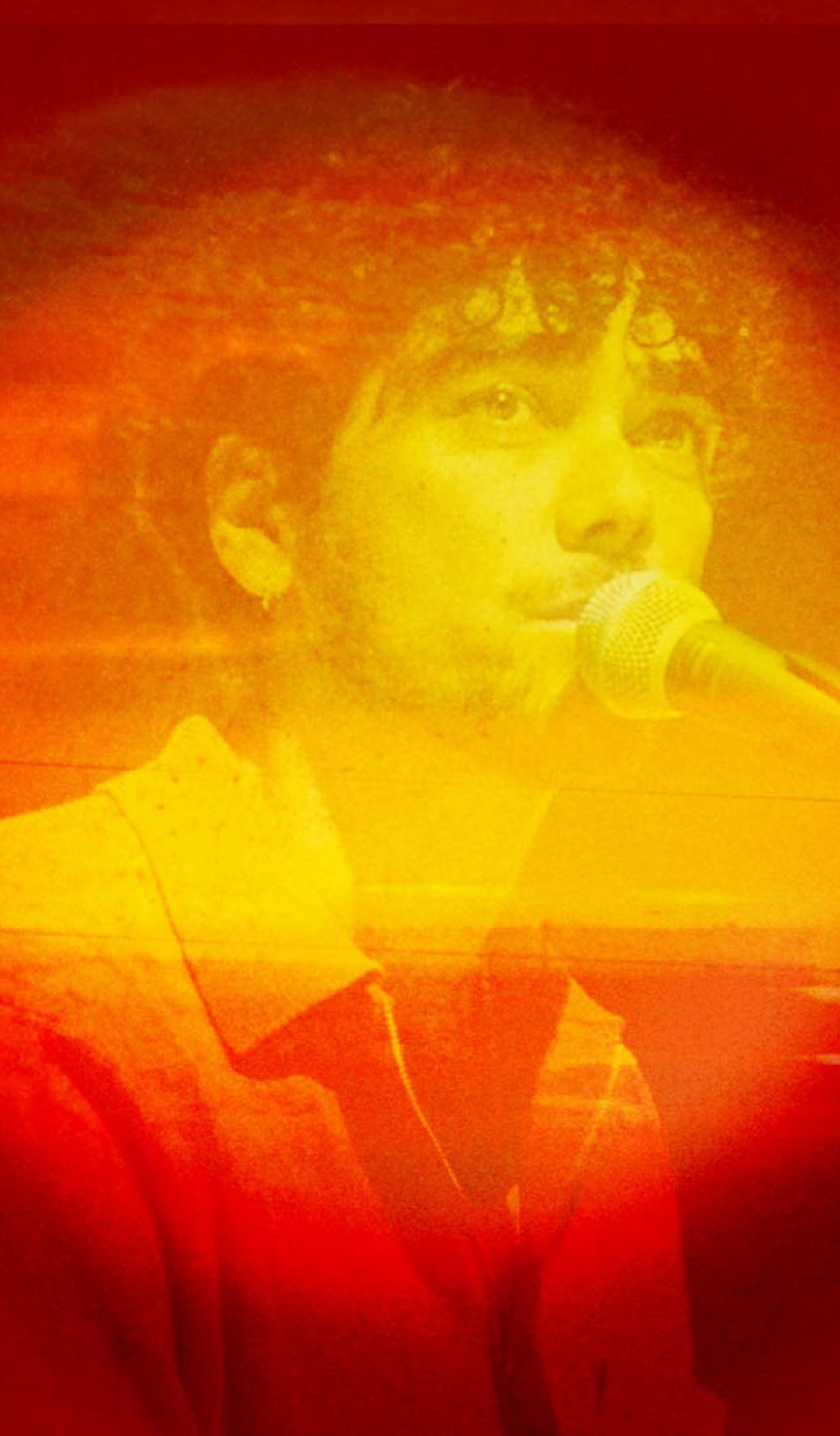 Photo bashed motion image with bright orange sunsets and natural textures over a silhouette of musician Setwun.