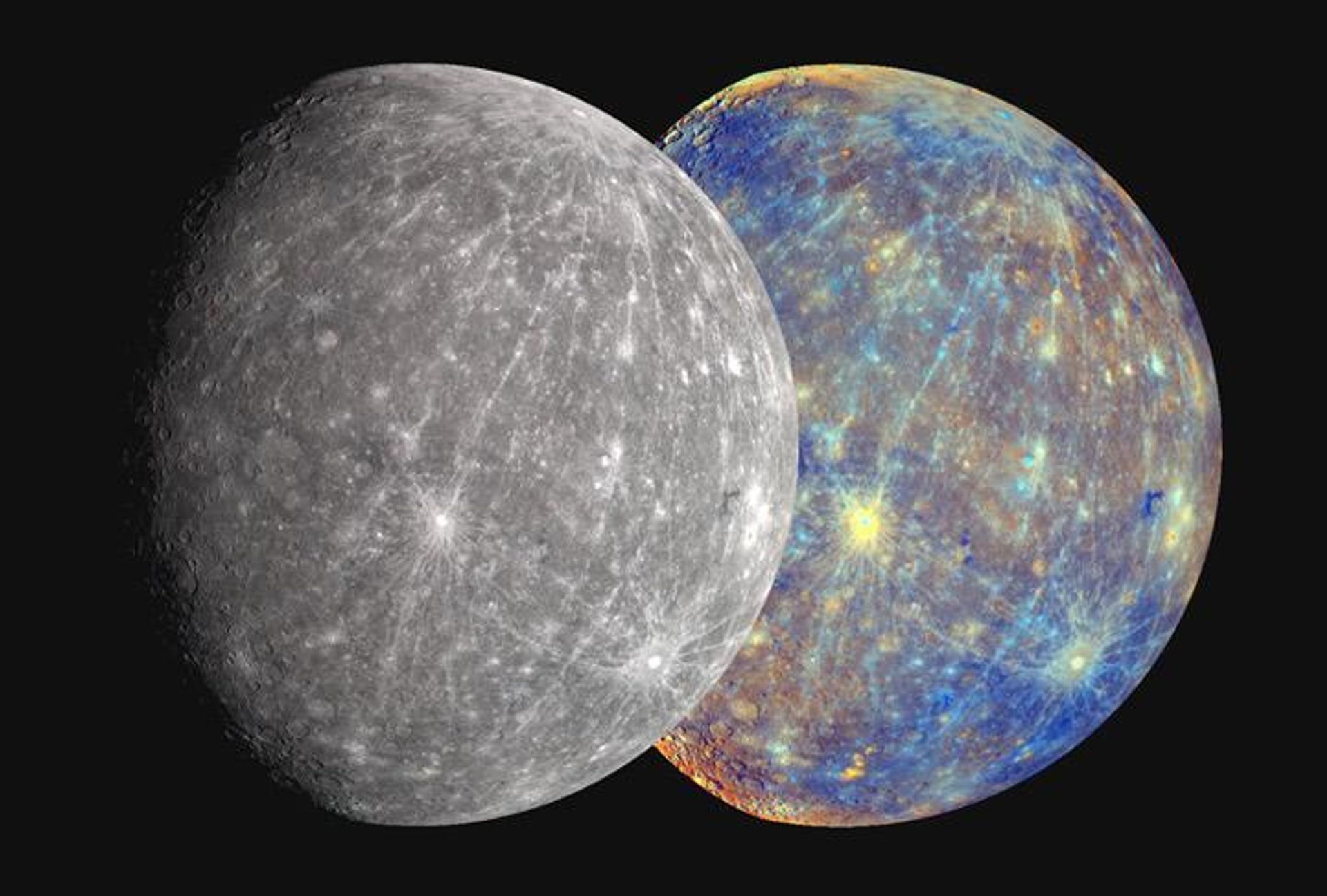Mercury in black and white and in colour