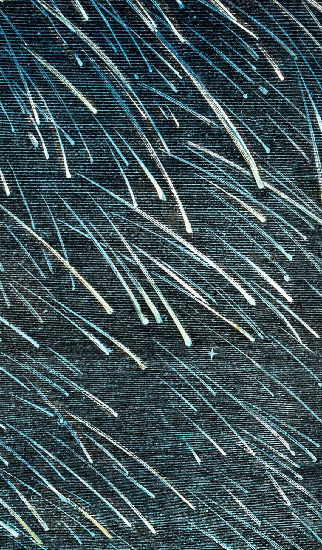 Black and blue drawing of a meteoric shower