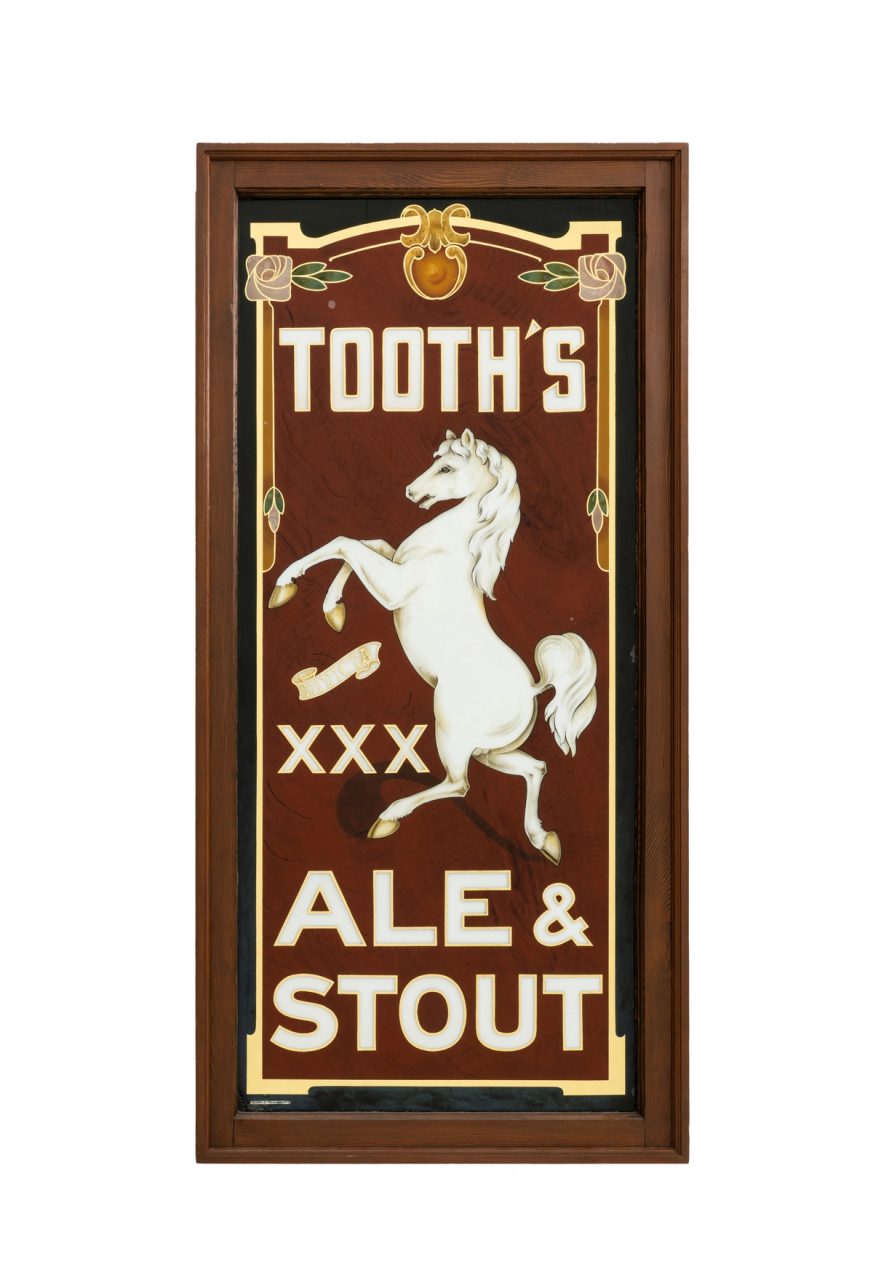 Advertising sign, 'Tooth's Ale and Stour' with a horse on it.