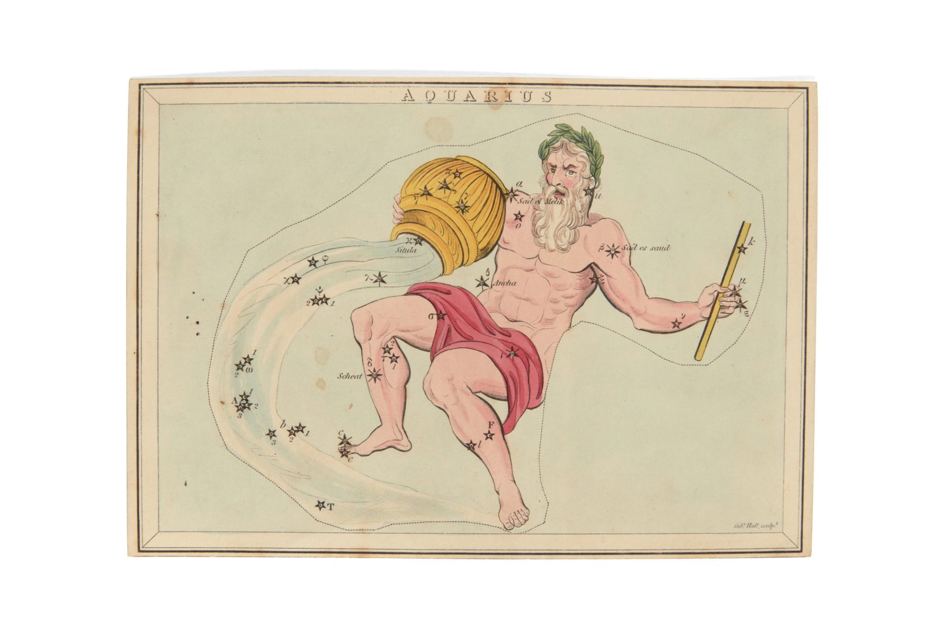 Playing card with the constellation of Aquarius