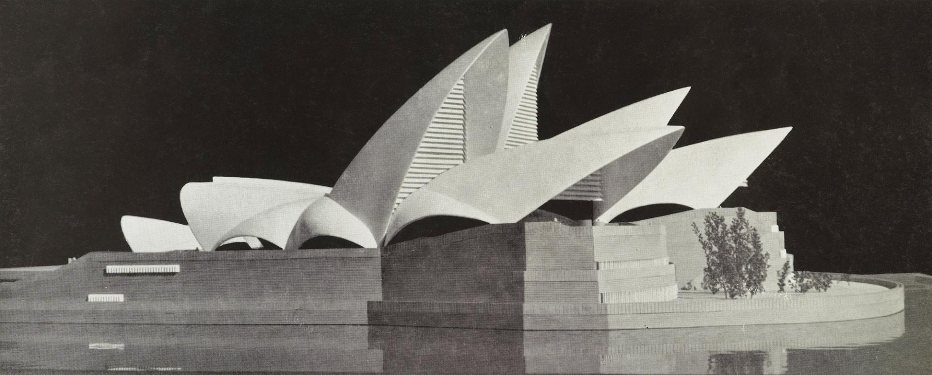 Opera house model in black and white
