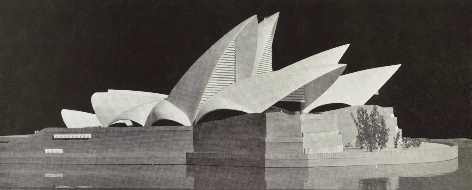 Opera house model in black and white