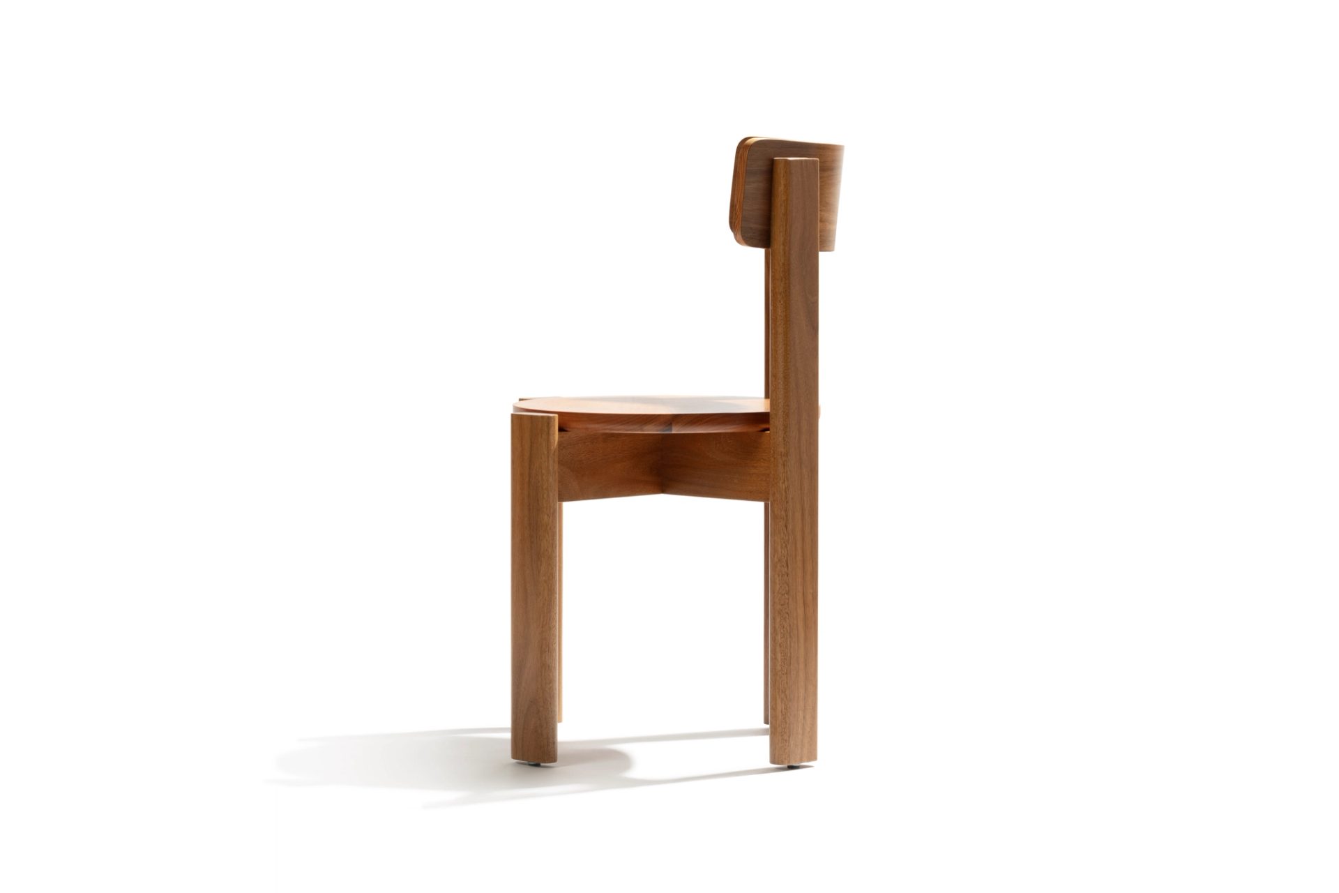 Side preview of a thick wooden chair.