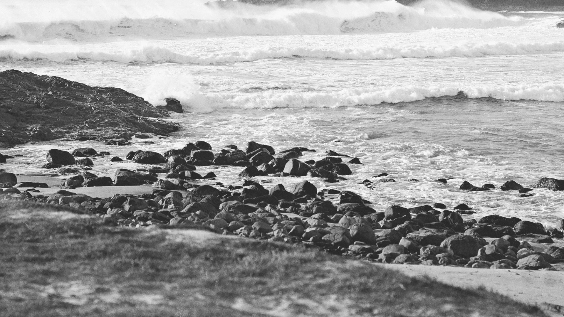 beach with rocks and waves