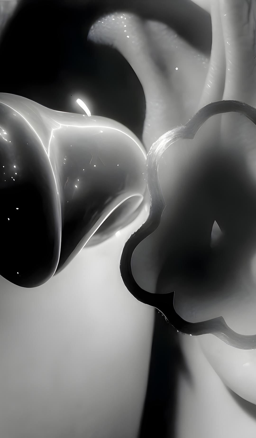Black and white AI artwork featuring close up of human ear