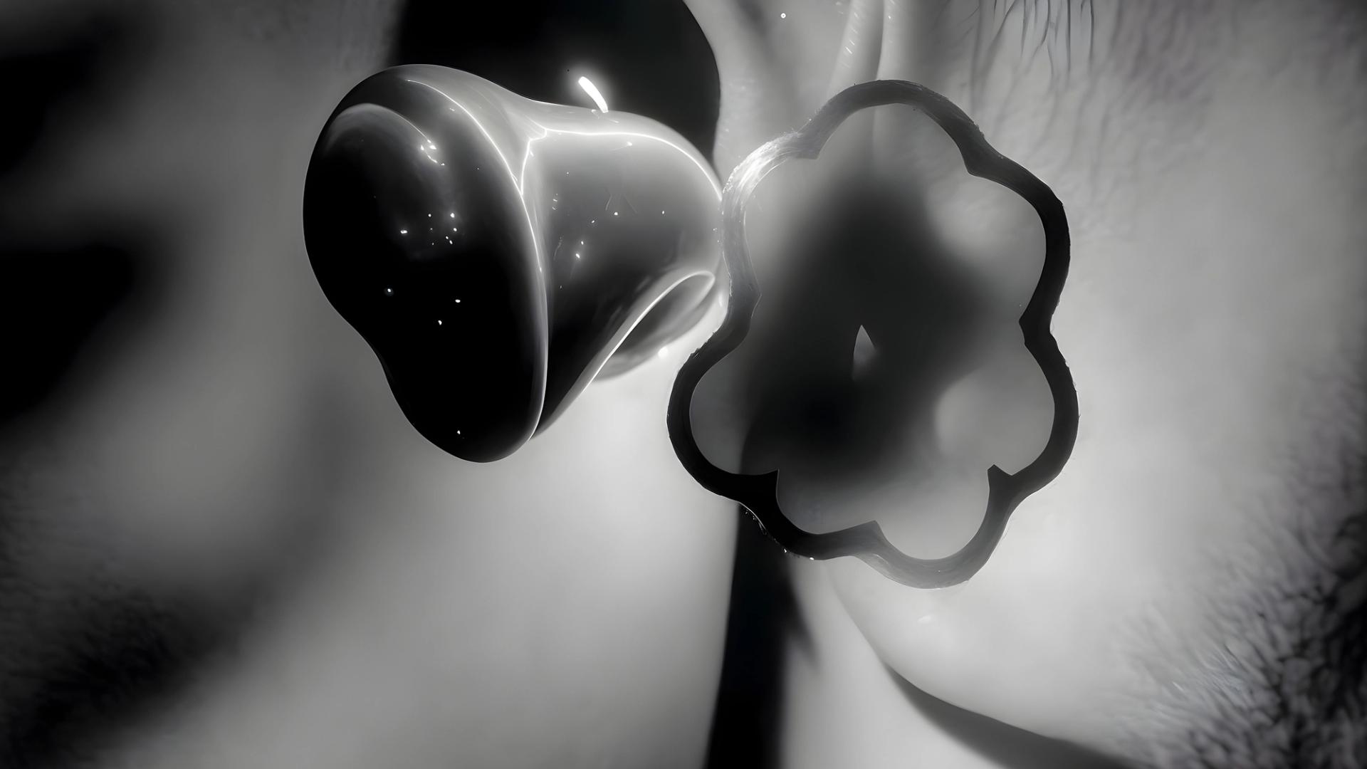 Black and white AI artwork featuring close up of human ear