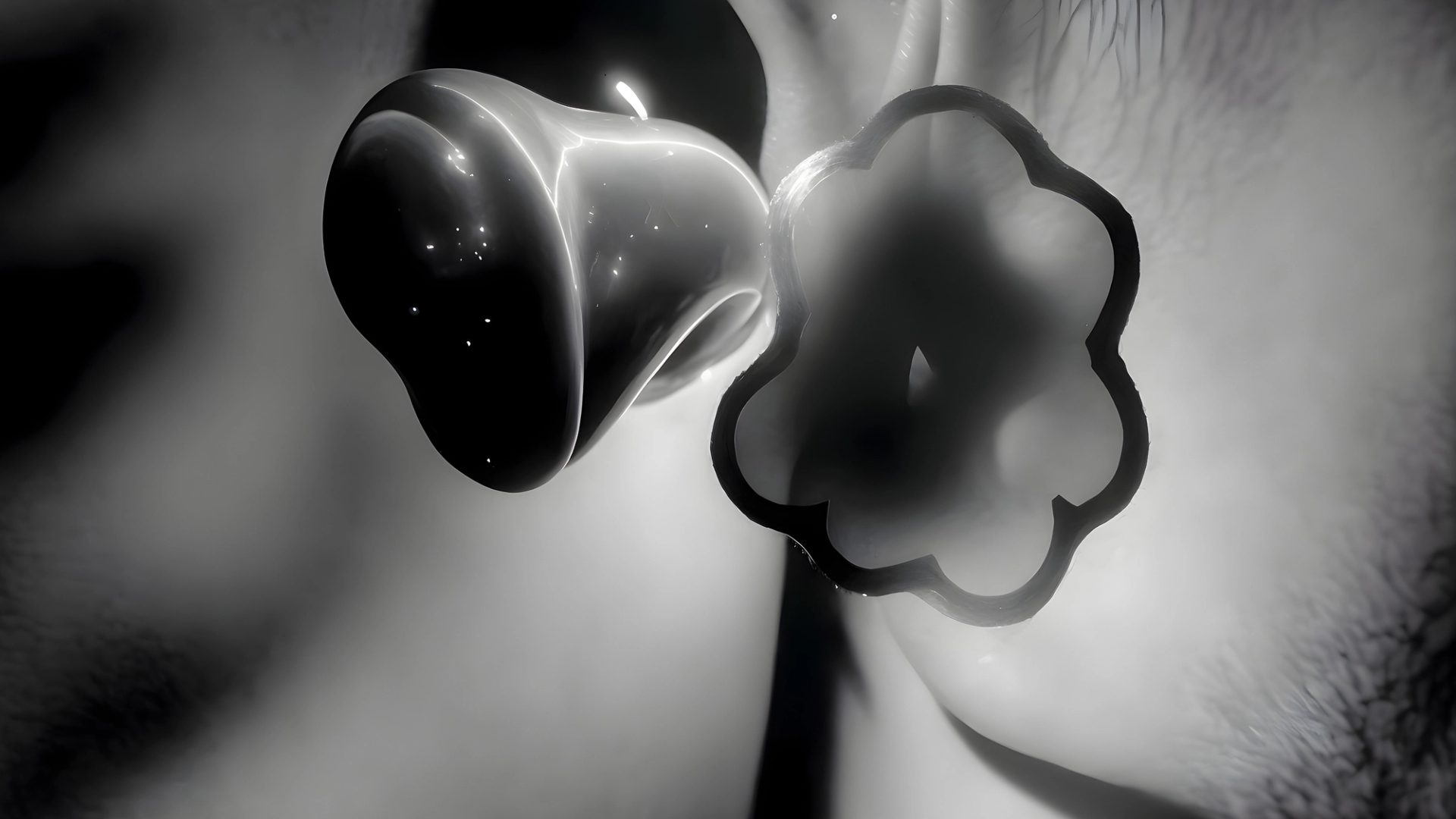 Black and white AI artwork featuring close up of human ear