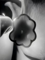 Black and white AI artwork featuring close up of human ear