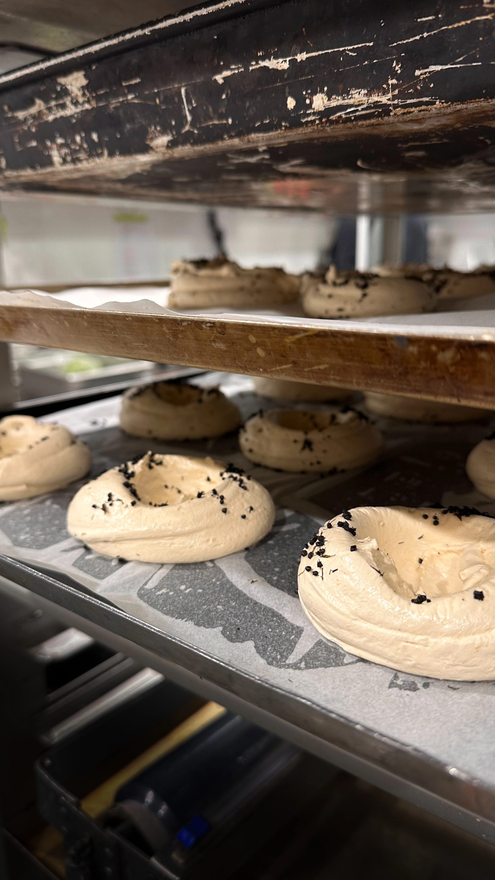 Baked goods in the oven.