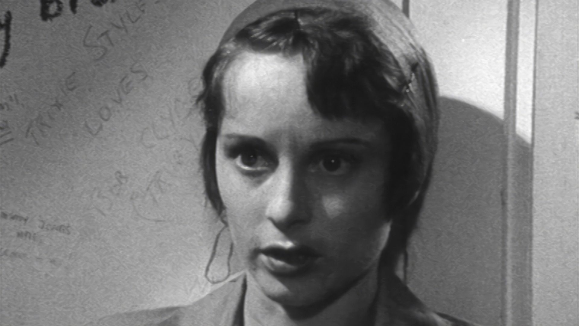 Black and white close up of woman’s face