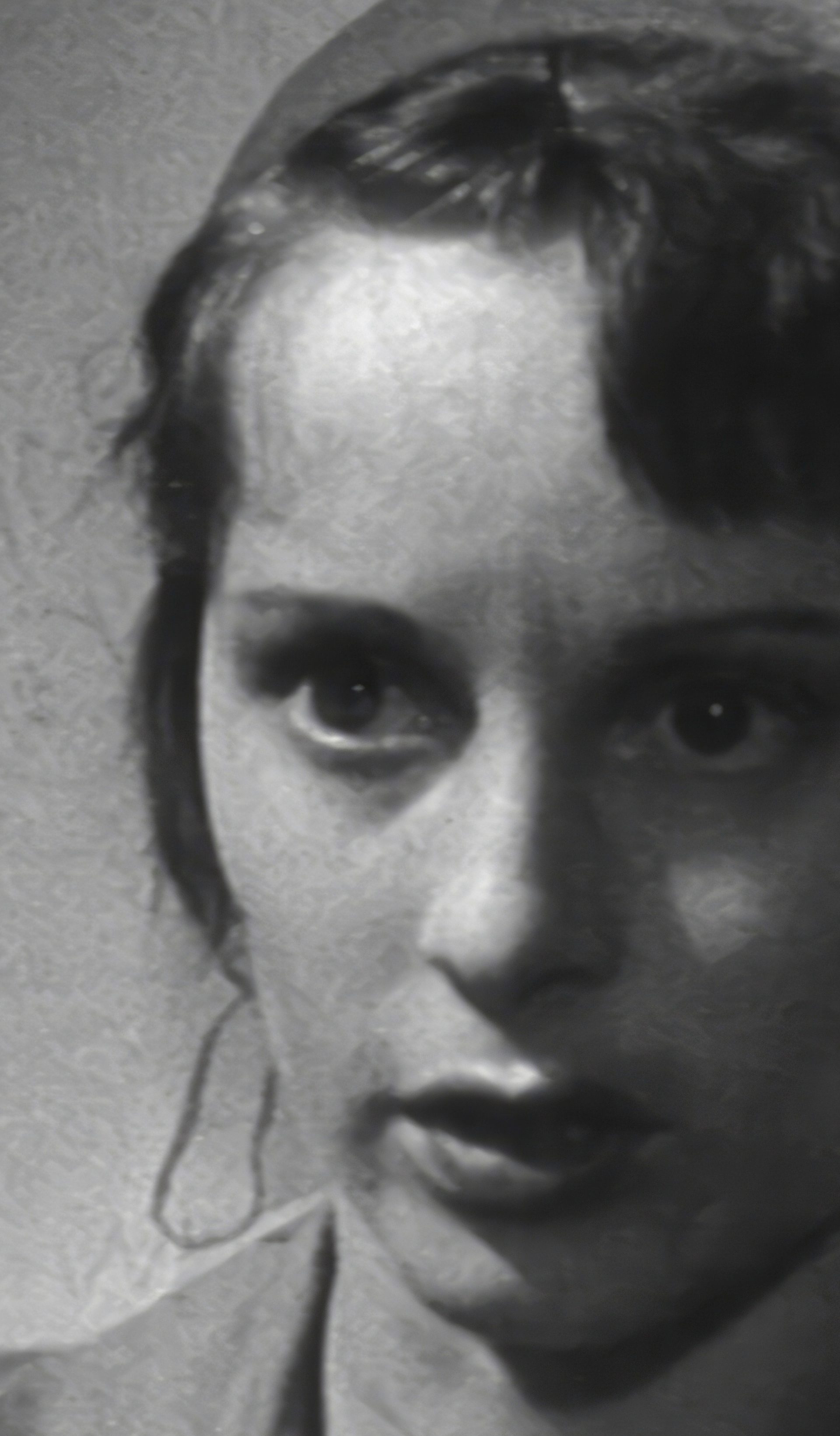 Black and white close up of woman’s face