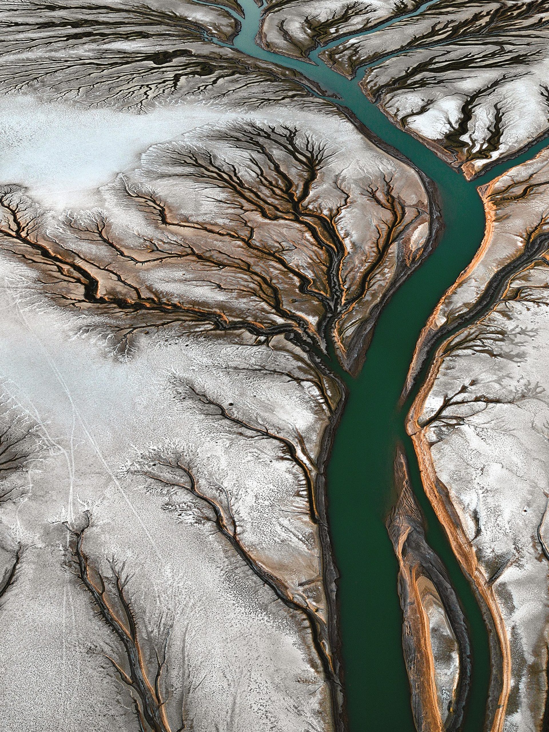 A system of waterways captured from aerial view