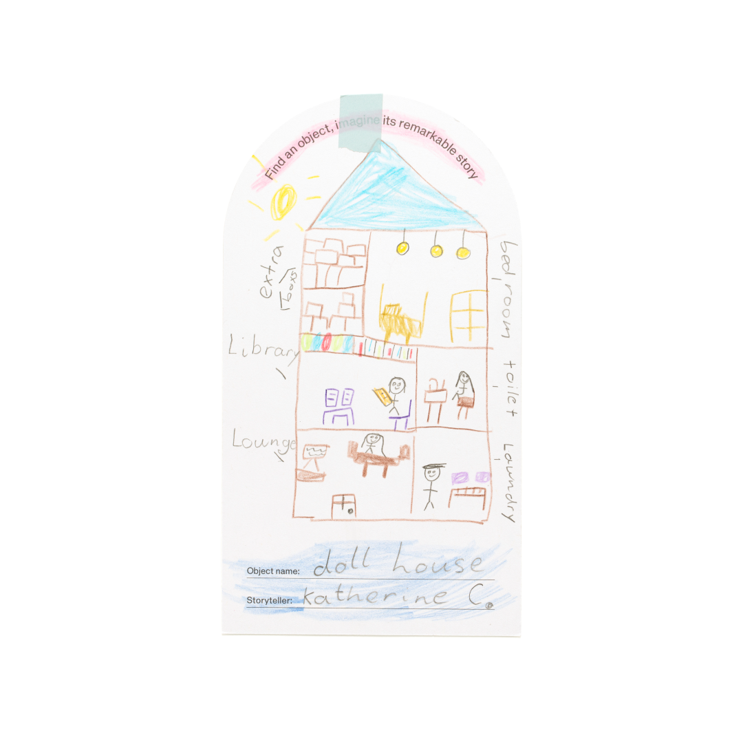 Drawing on arch-shaped paper.