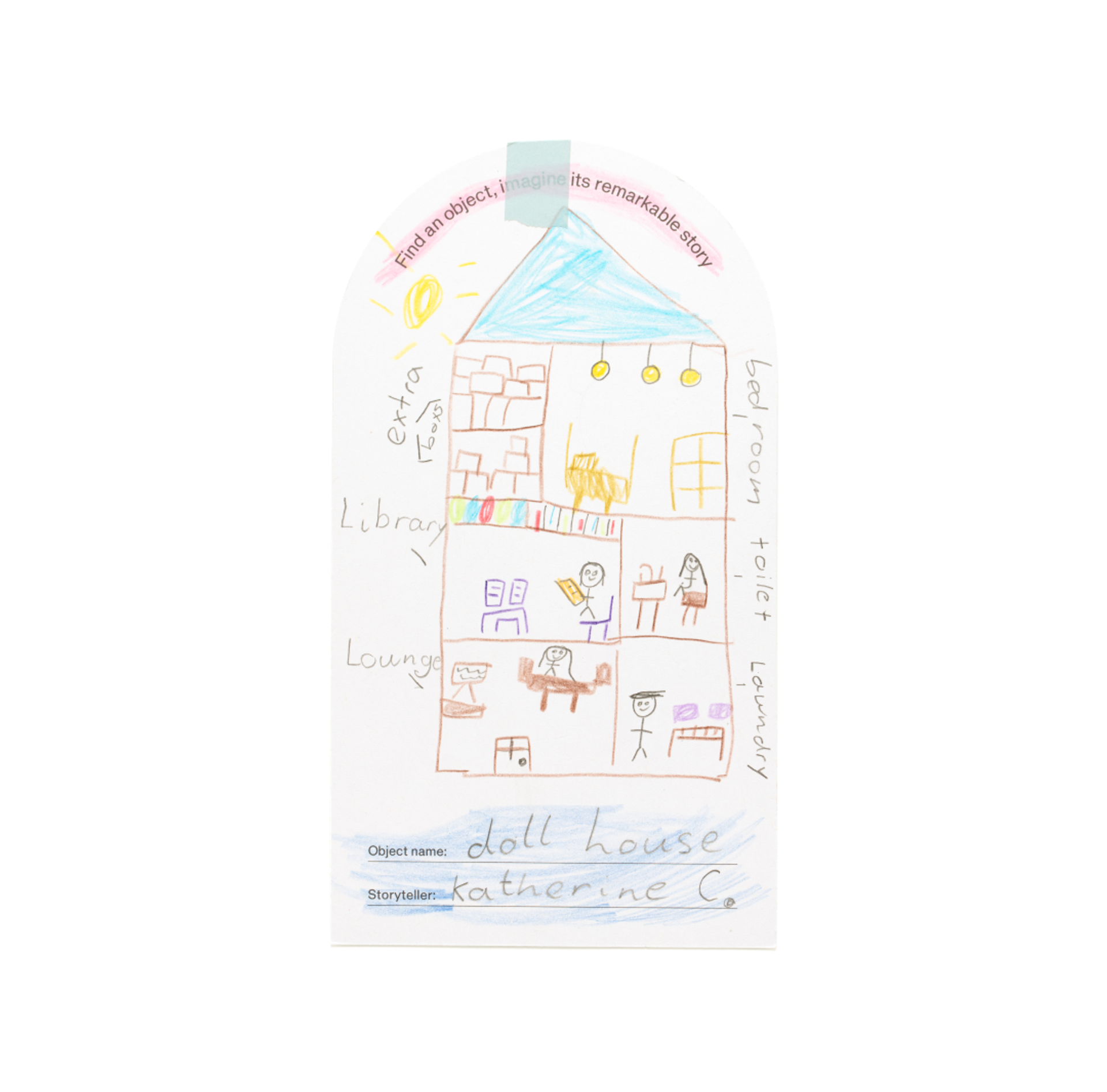 Drawing on arch-shaped paper.