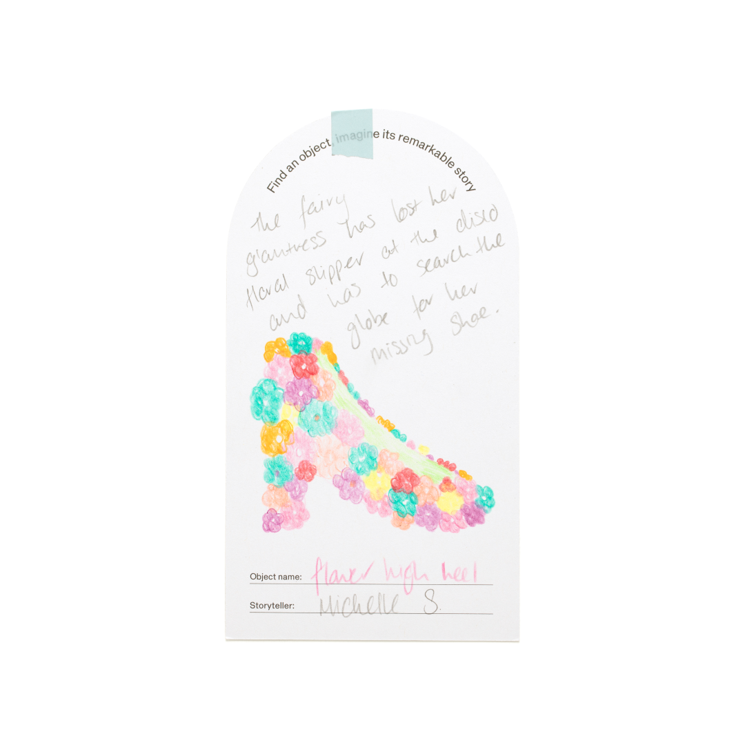 Drawing on arch-shaped paper.