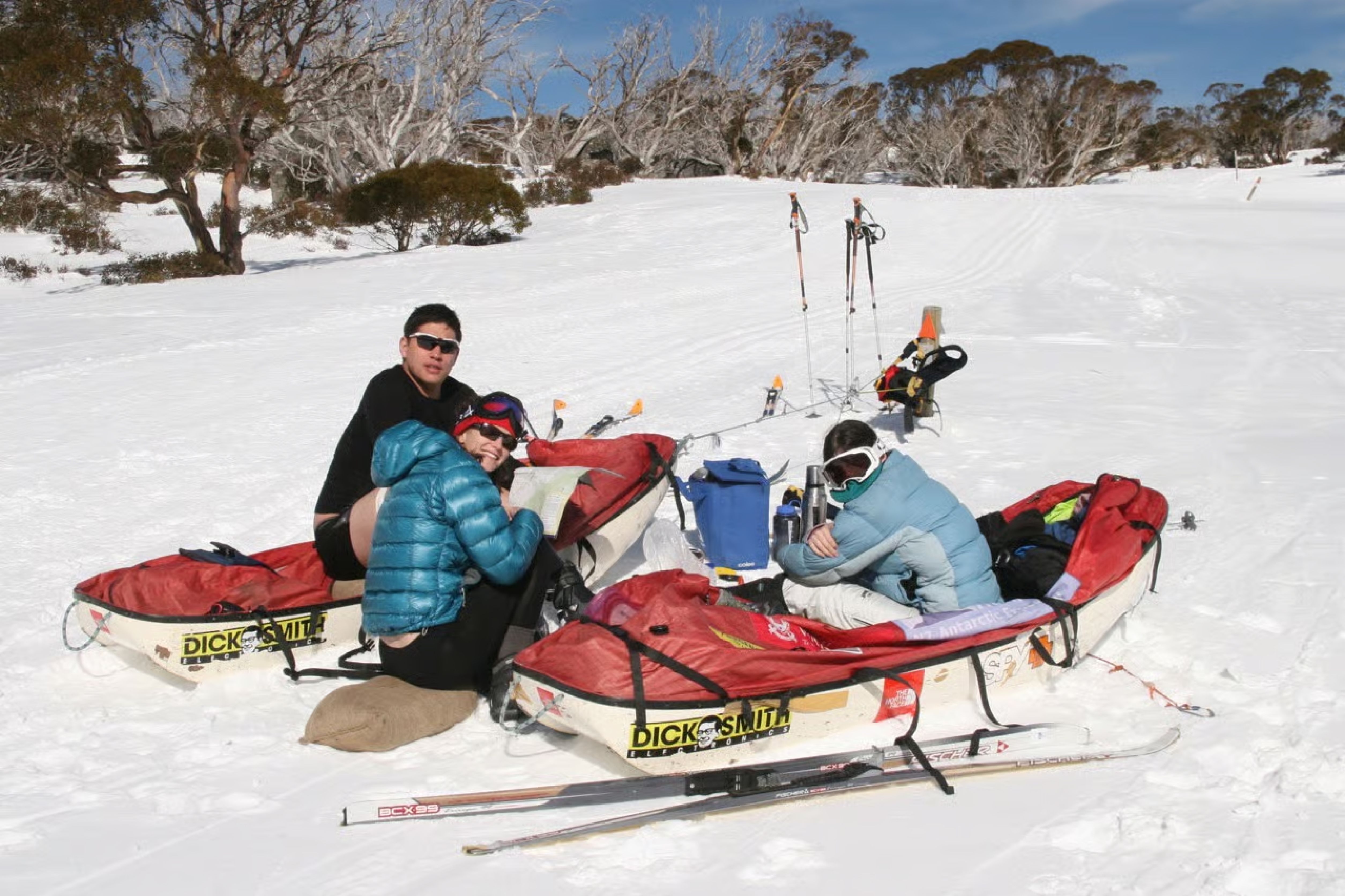 Two training sledges made of fibreglass, polyester, polyoxymethylene, nylon and steel. Used by New Zealand adventurers Kevin Biggar and Jamie Fitzgerald, used by James Castrission and Justin Jones to train for the 'Crossing the Ice' Antarctic expedition, Australia.