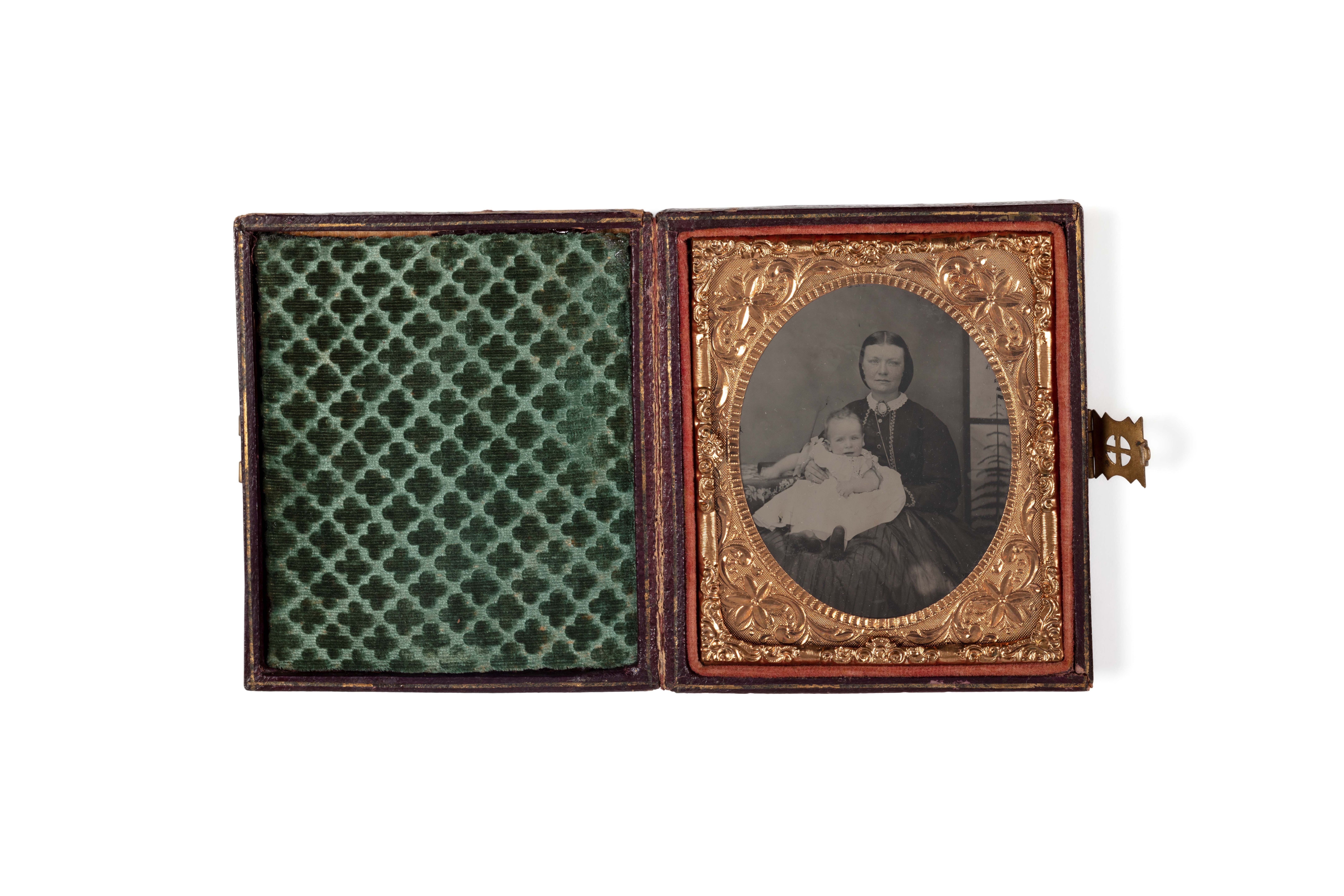 Ambrotype portrait of Charlotte Walker with her son.