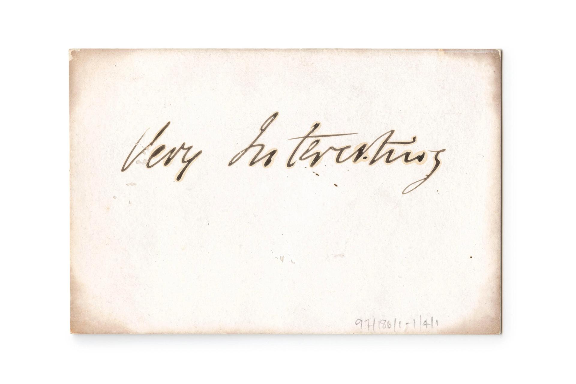 Visiting card of Augusta Ada King, Countess of Lovelace, to Charles Babbage