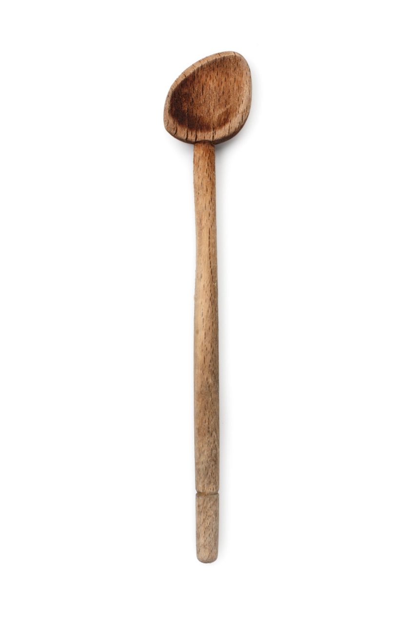 Wooden spoon with an angled spoon.