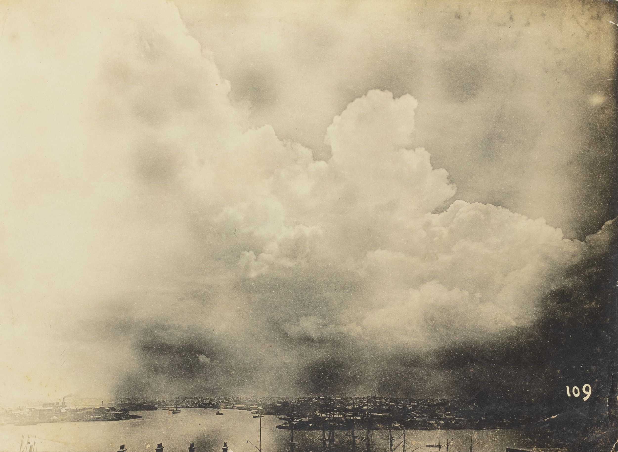 Black and white gelatin print of cloud formation
