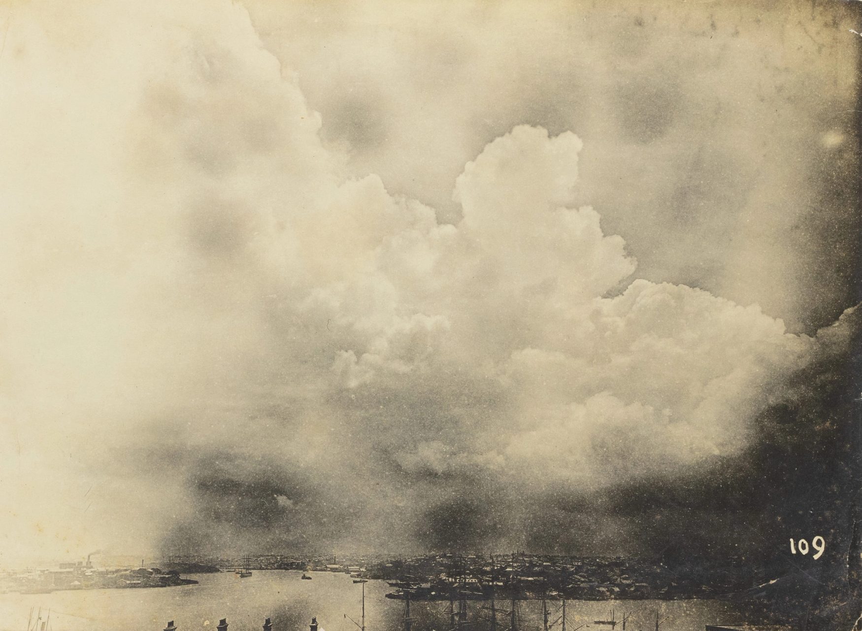 Black and white gelatin print of cloud formation