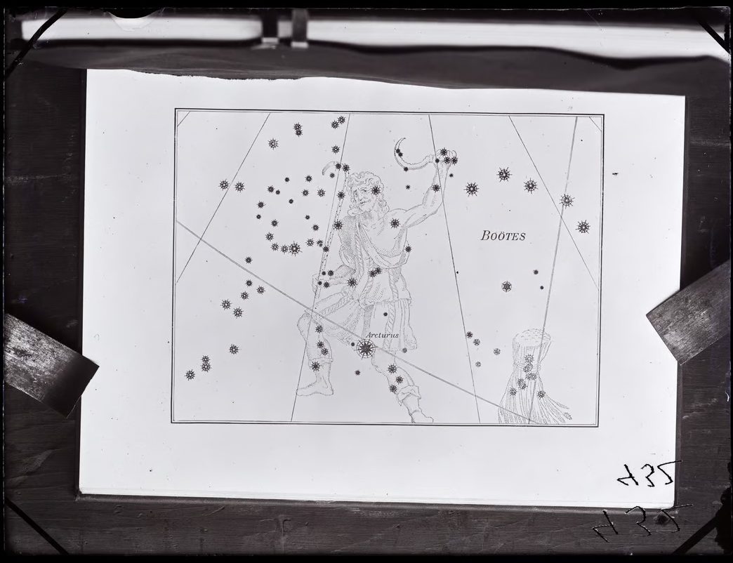 Stars with a drawing of a person amongst the stars.