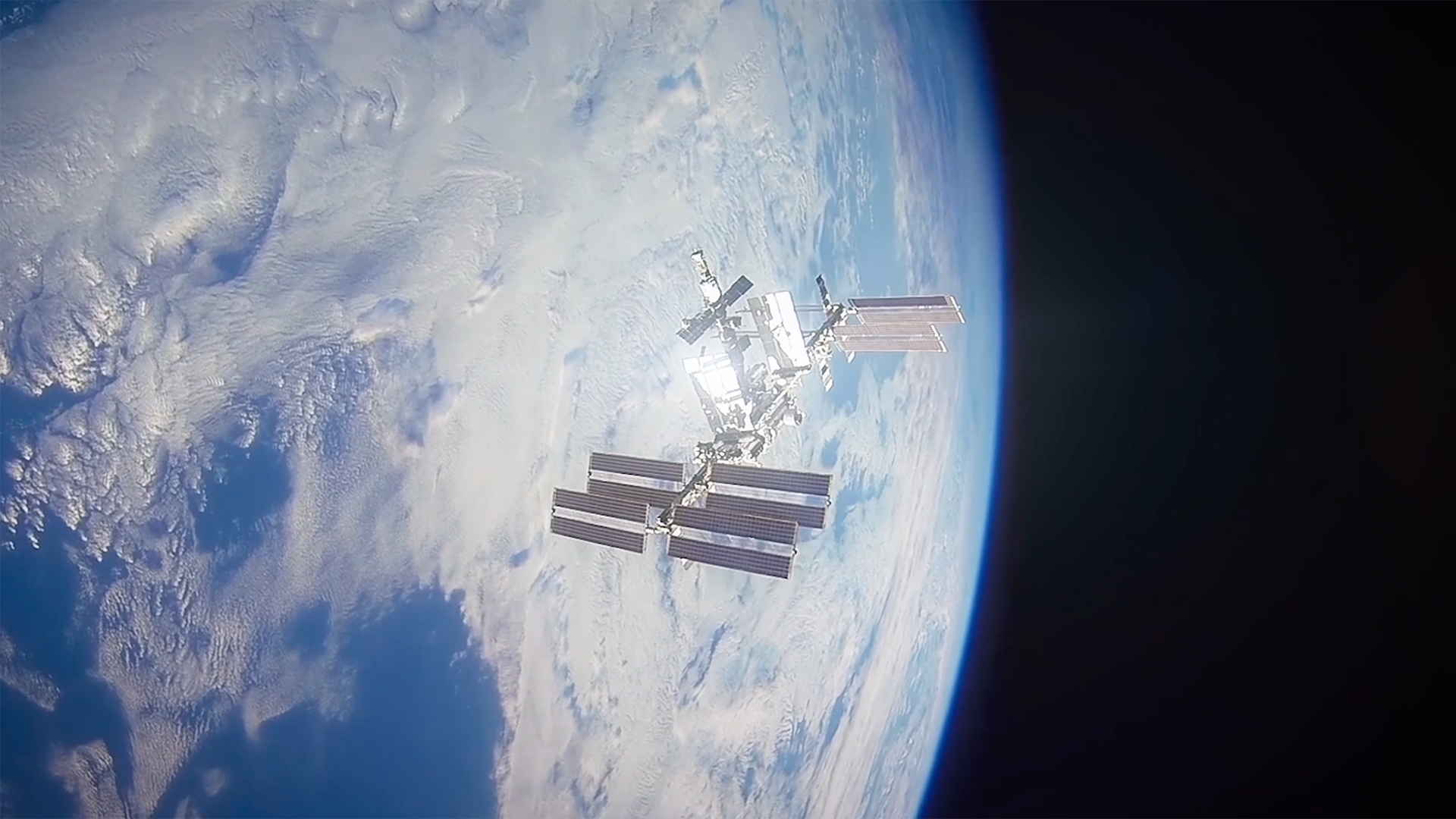International Space Station floating above the Earth.