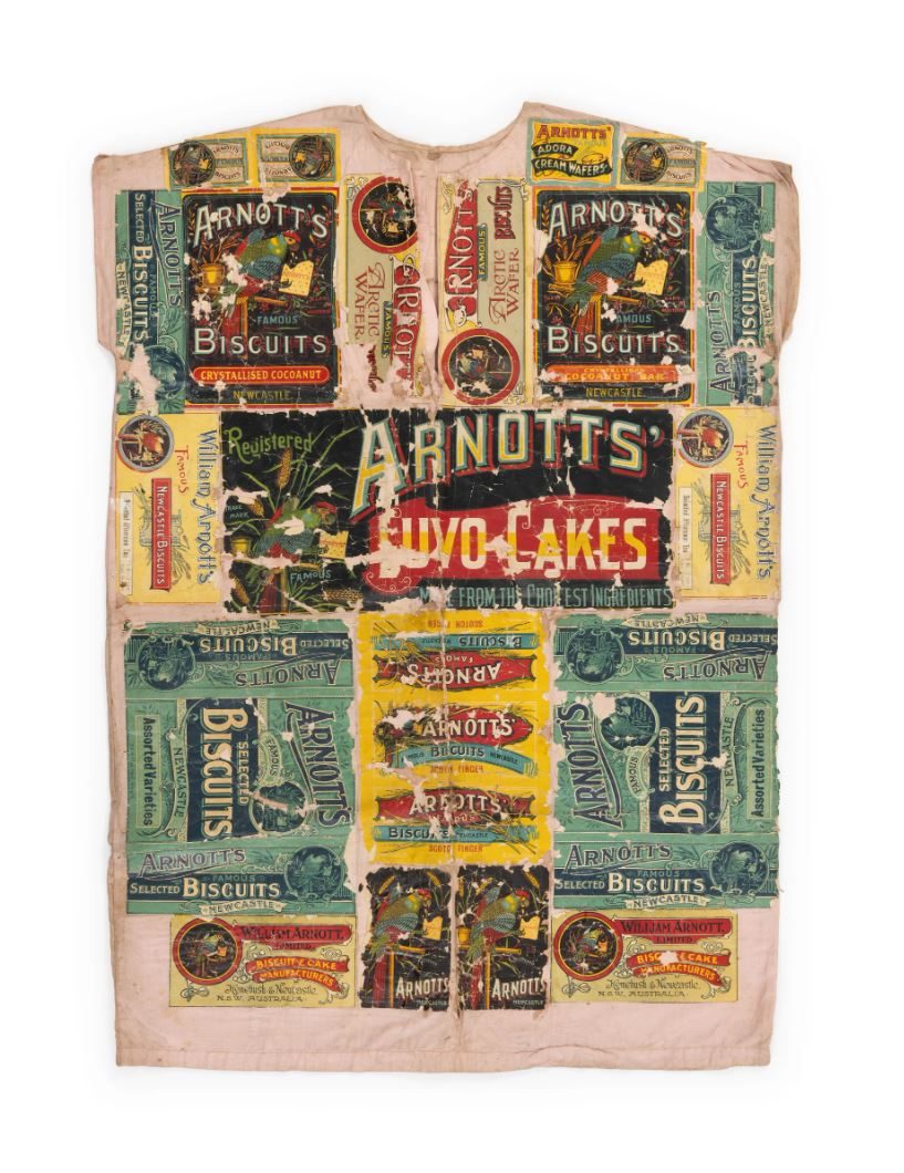 Arnotts labels pressed on a shirt.