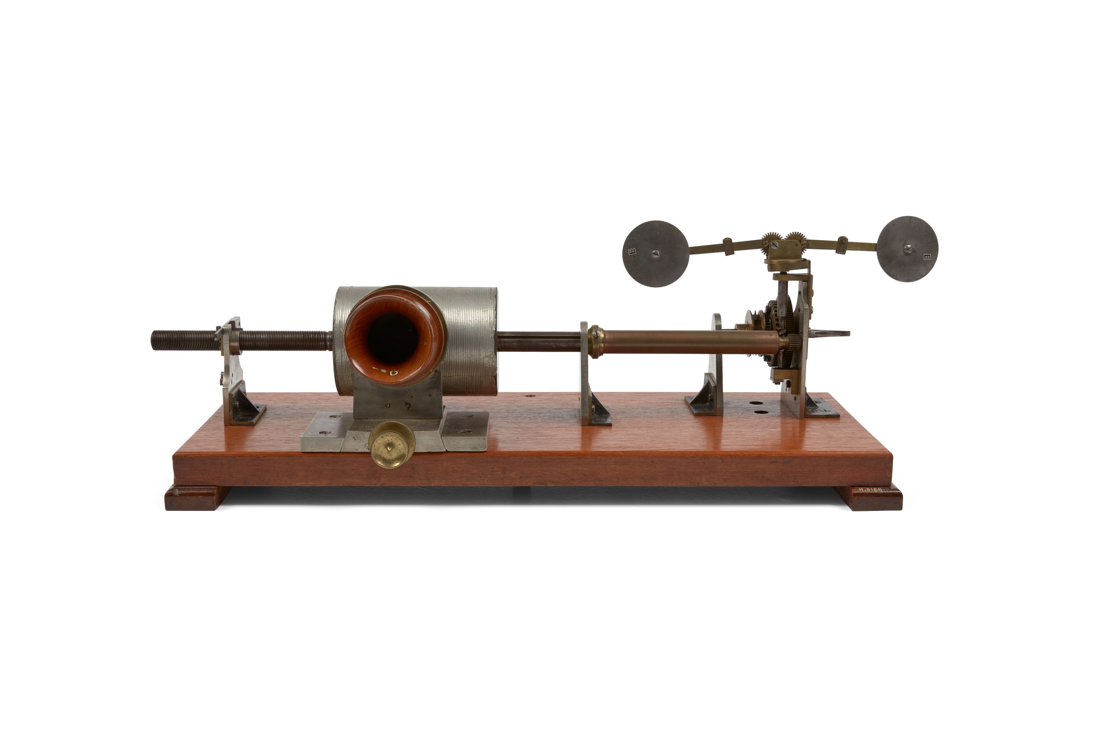 Phonograph made from metal and wood