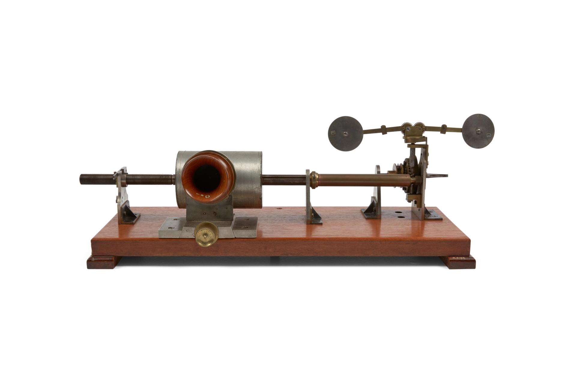 Phonograph made from metal and wood