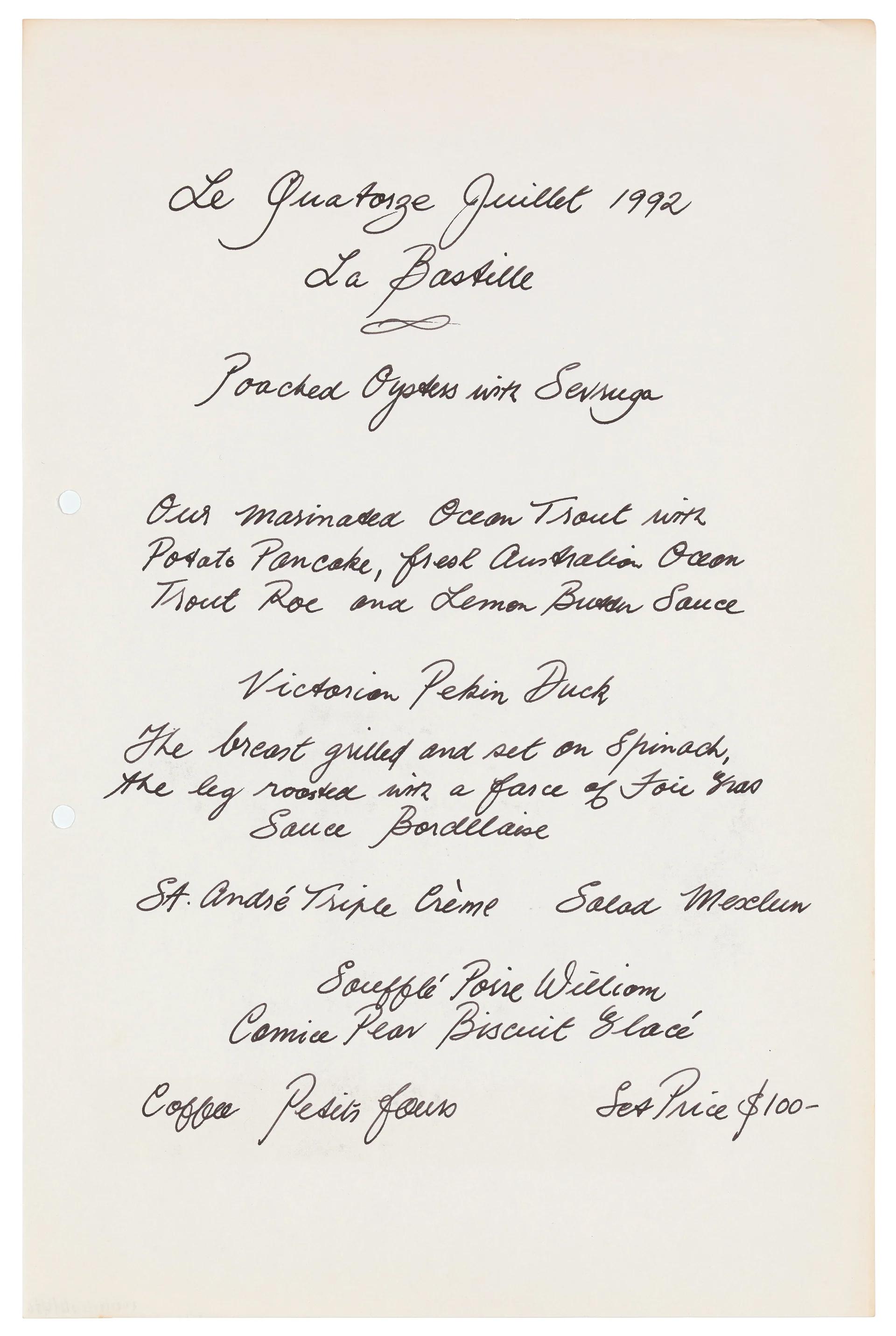 Menu, paper.