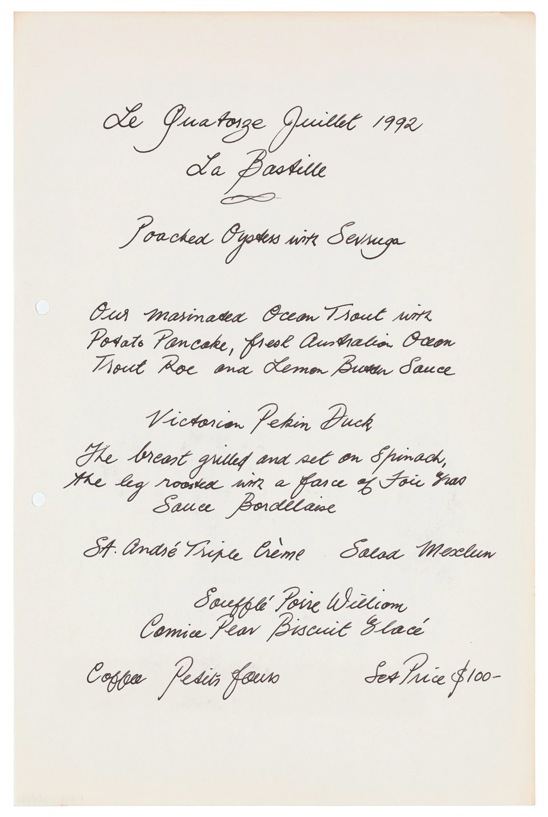 Menu, paper.