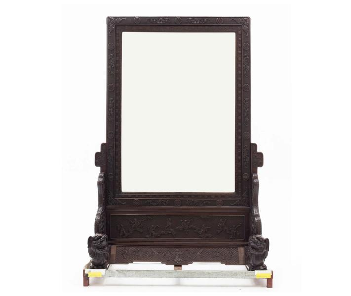 Cheval mirror, blackwood / glass / lacquer / metal, unknown maker, Beijing, China, 19th century