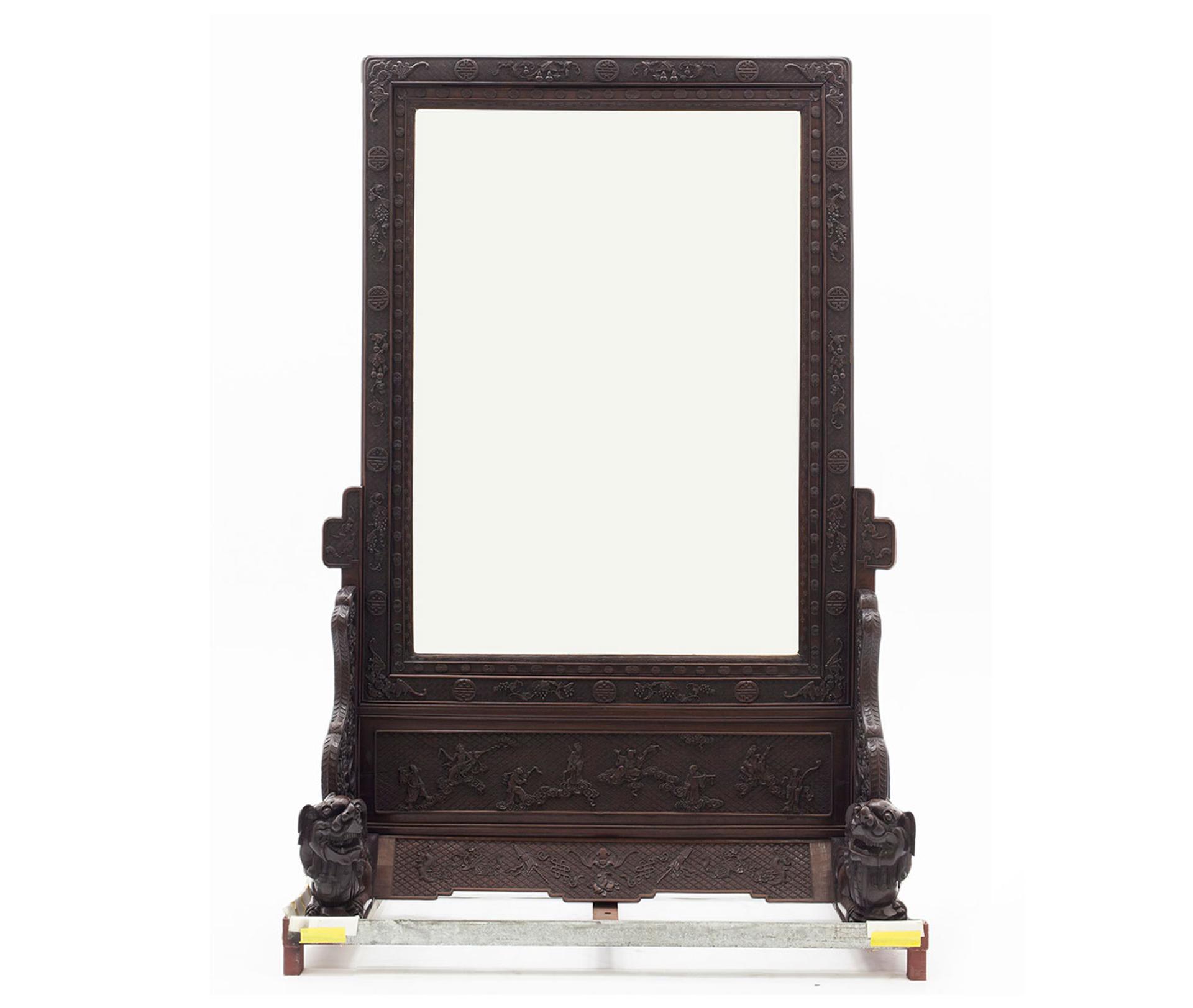 Cheval mirror, blackwood / glass / lacquer / metal, unknown maker, Beijing, China, 19th century