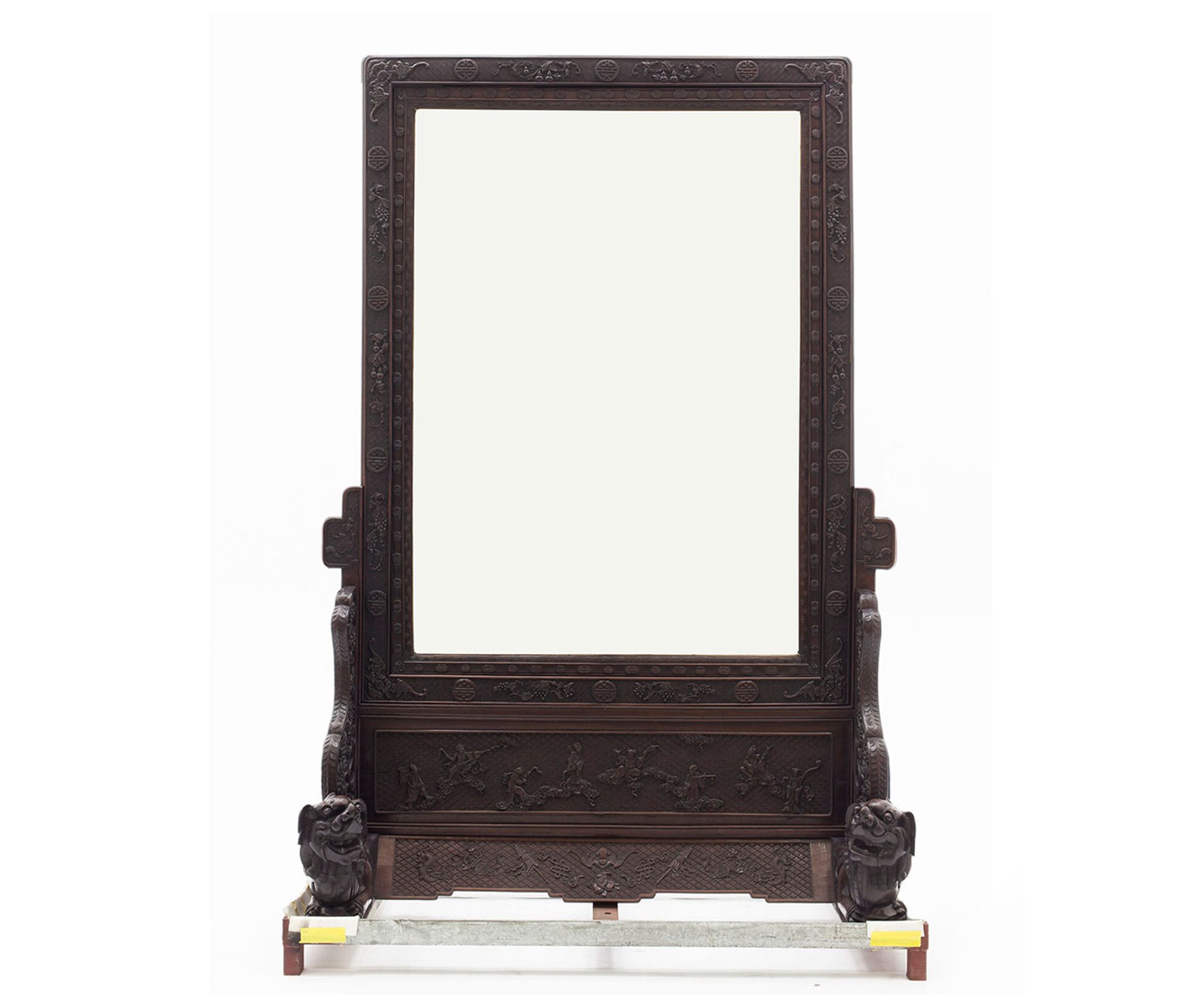 Cheval mirror, blackwood / glass / lacquer / metal, unknown maker, Beijing, China, 19th century
