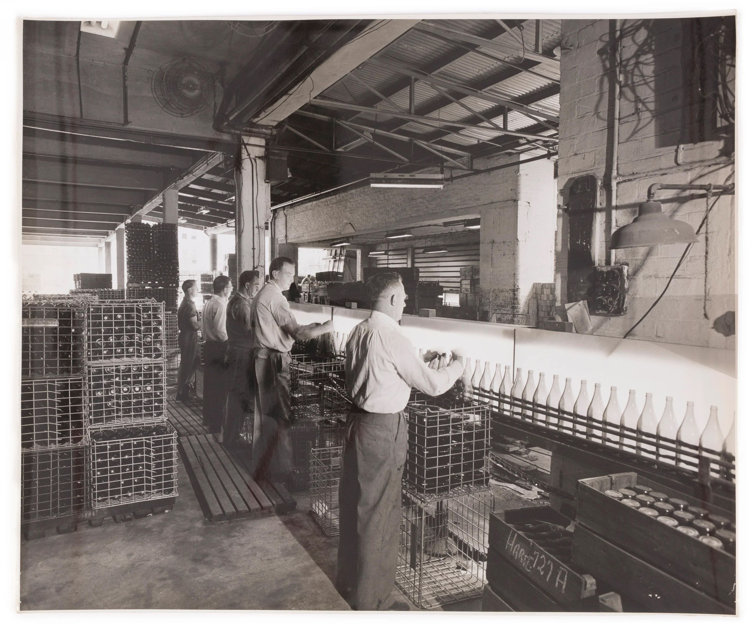 Bottling department at a brewery in the 1950s.