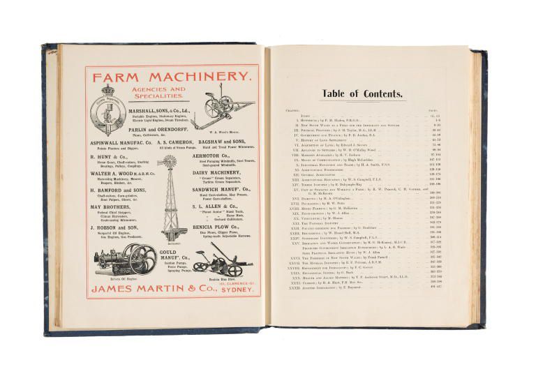 Book with blue cover. Cover text reads, 'New South Wales, the Mother State of Australia', New South Wales, Australia, 1906