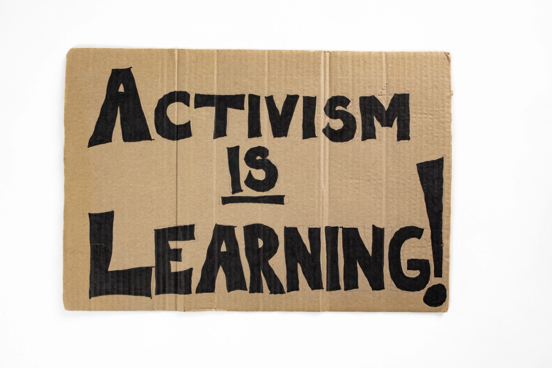 'Activism Is Learning' placard